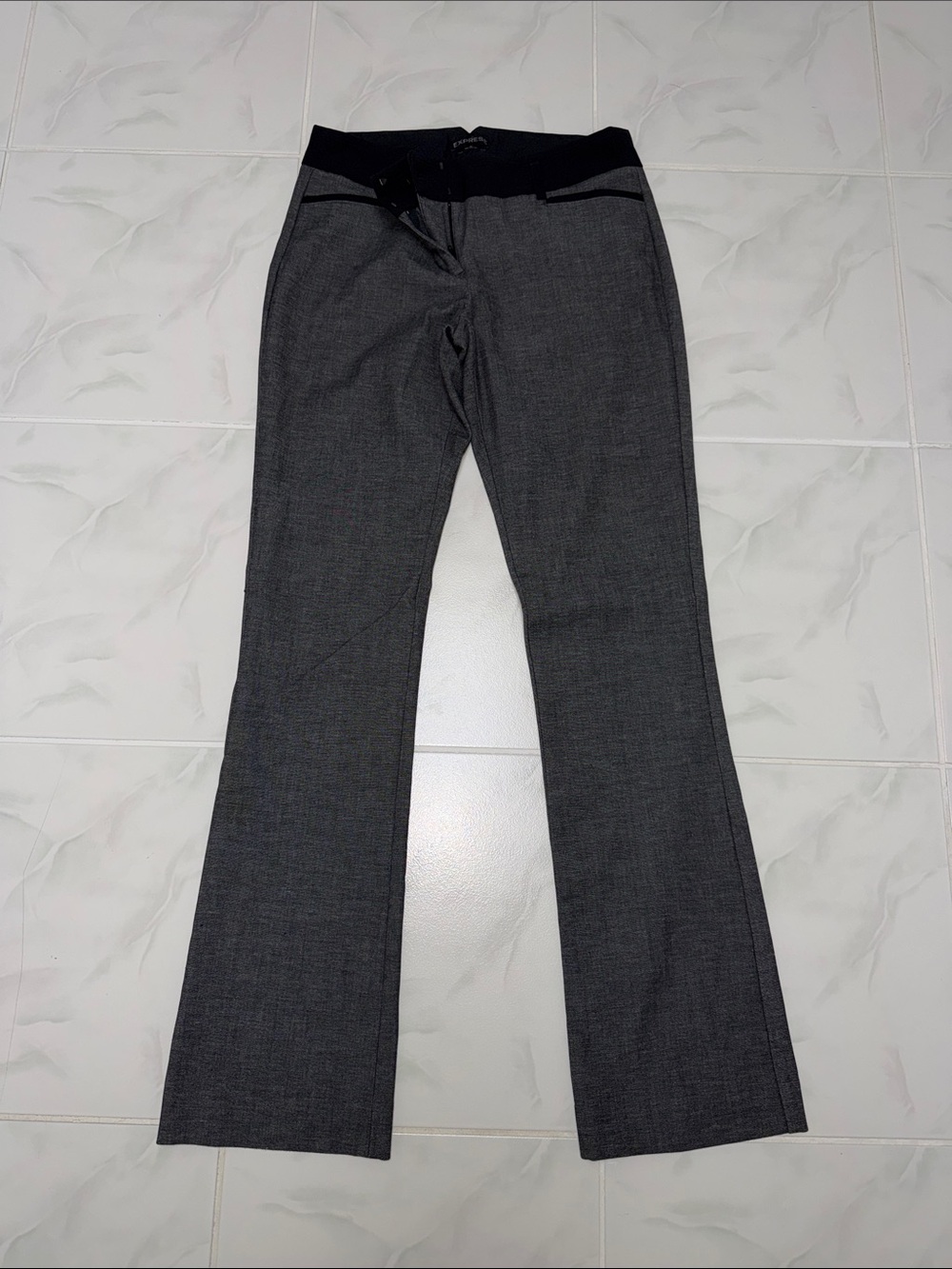 Express Columnist Charcoal Gray Boot-Cut Dress Pants